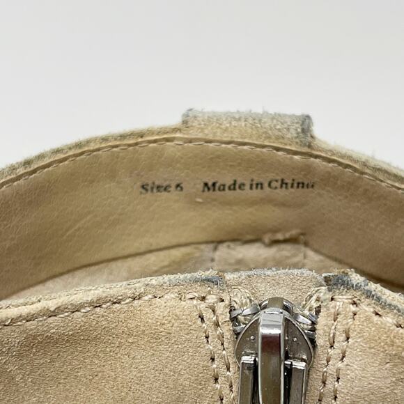 Dolce Vita Womens Size 6 Cream Suede Leather Silma Western Bootie Stacked Heel - Picture 4 of 12